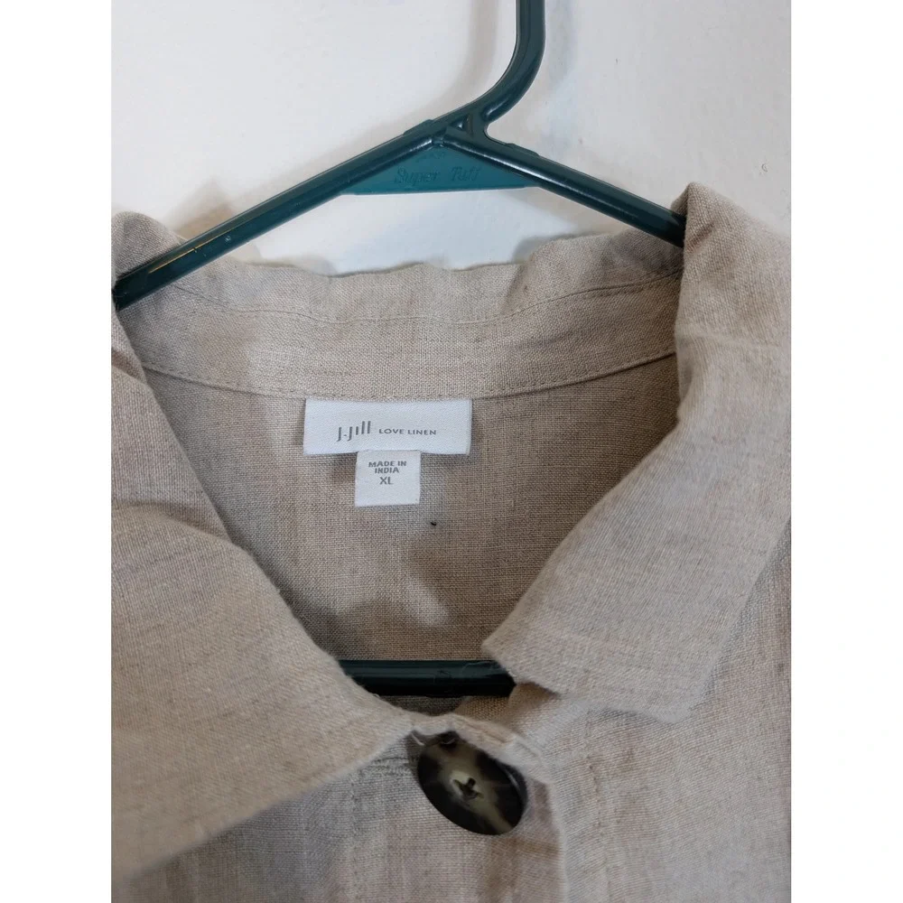 J. Jill Lightweight Linen Long Sleeve Coat in Beige Size XL Unlined - Picture 4 of 10
